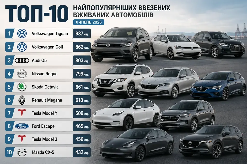 Бензинові авто очолили імпорт: Tiguan вперше обійшов Golf