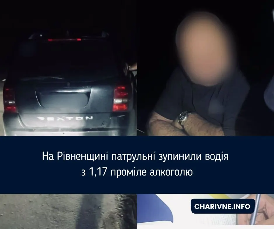 На Рівненщині водій SsangYong Rexton керував авто з 1,17 проміле алкоголю